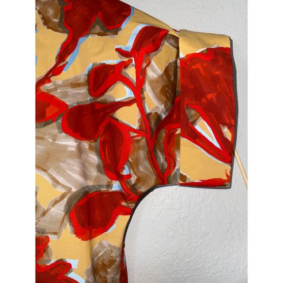 COS Printed Roll Sleeved Short Shift Dress Womens 2 Floral Abstract Art to Wear - Picture 3 of 11